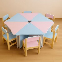 Set masă modulară pentru grădiniță, 6 secțiuni (hexagon)