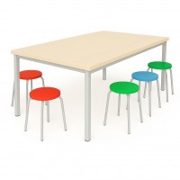 Set cantină cu masă și 6 taburete colorate, 6 locuri