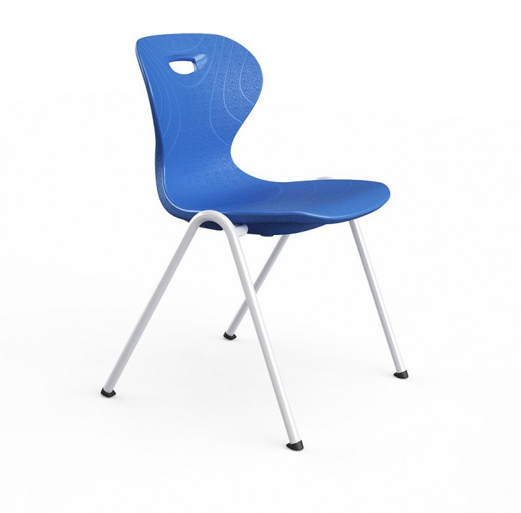 Scaun școlar monobloc din plastic, cadru metalic gri
