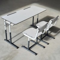 Set mobilier scolar dublu cu scaune cadru monocolor 