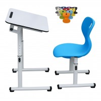 Set reglabil Banca scolara cu blat rabatabil plus scaun monoblok