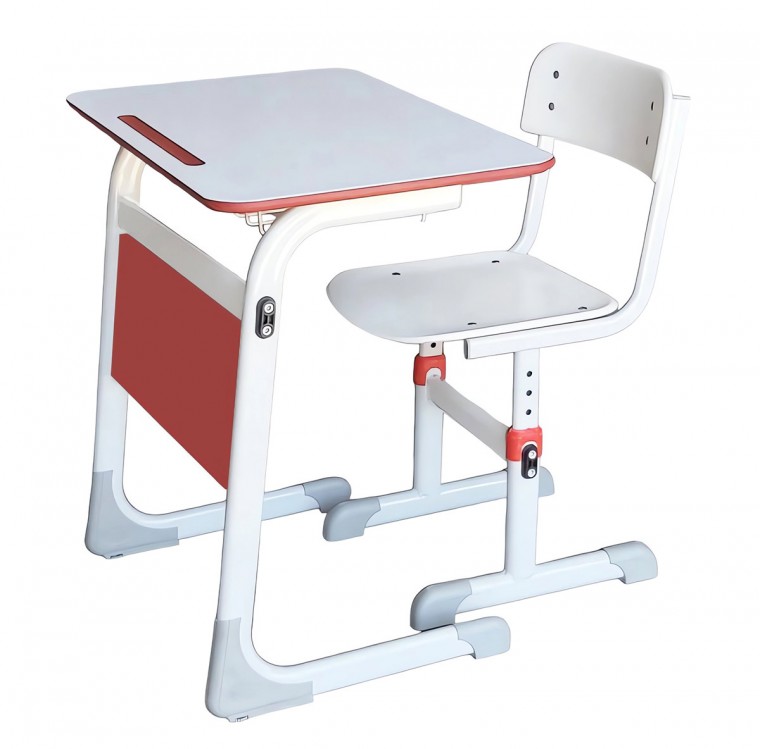 Set mobilier școlar, bancă fixă HPL și scaun reglabil