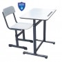 Set mobilier școlar individual reglabil, cadru metalic negru și blat HPL