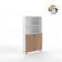 Dulap tip bibliotecă semi-închis, cu două uși și rafturi, 150 cm