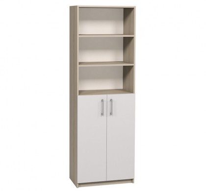 Dulap bibliotecă semi-deschis pentru documente, 190 cm, cu trei polițe și compartiment închis