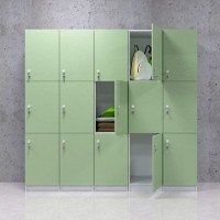 Dulap vestiar modular pentru elevi, cu 15 compartimente, verde